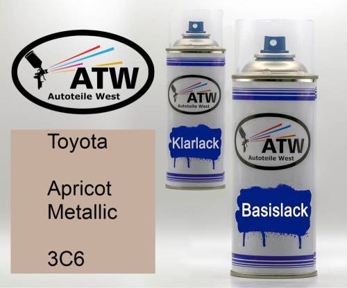 Toyota, Apricot Metallic, 3C6: 400ml Sprühdose + 400ml Klarlack - Set, von ATW Autoteile West.